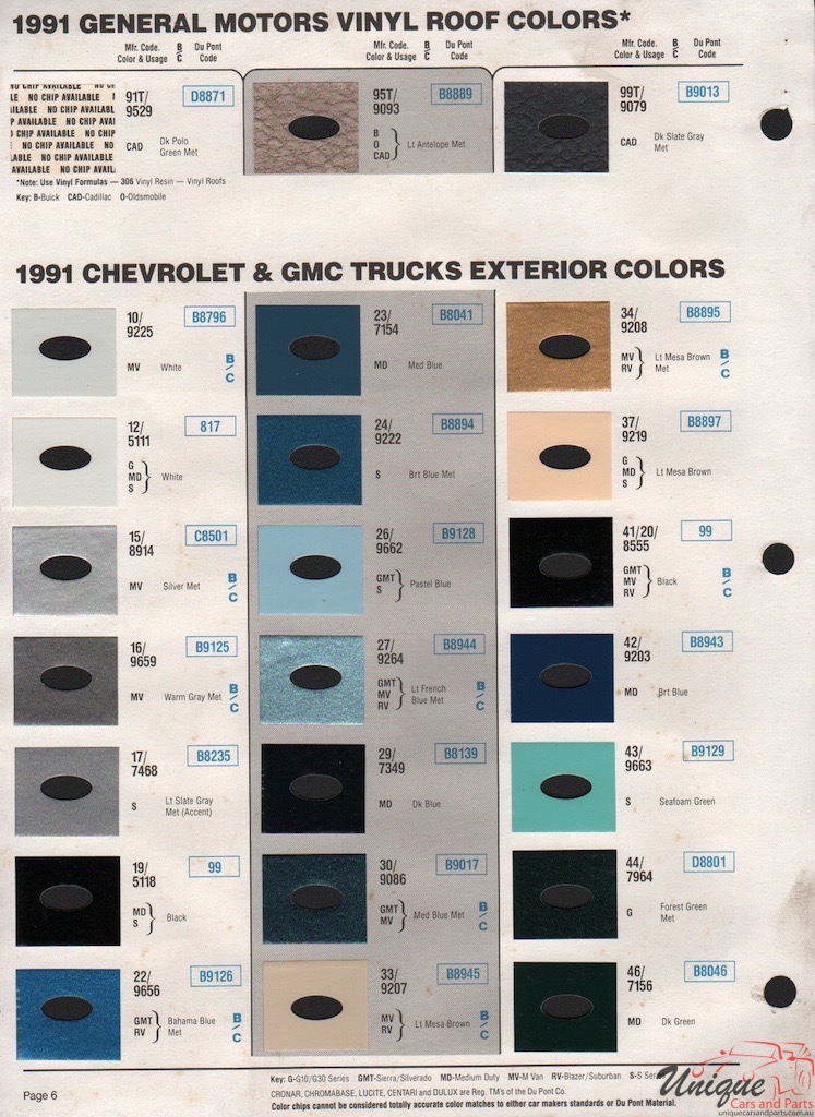 1991 GMC Truck Paint Charts DuPont 2
